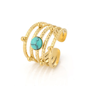 Layered ring with turquoise stone