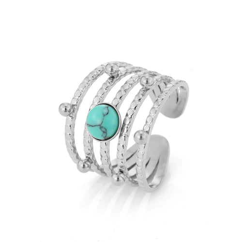 Layered ring with turquoise stone