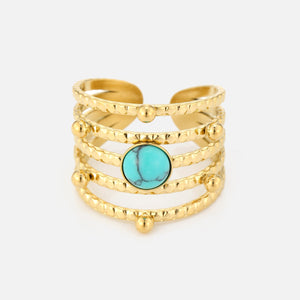 Layered ring with turquoise stone - Goud