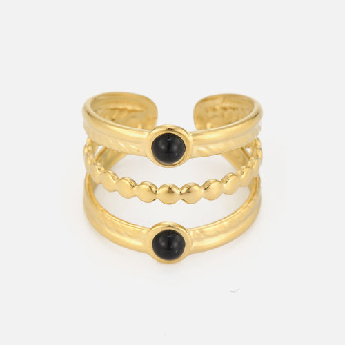 Ring gelaagd met zwarte stenen