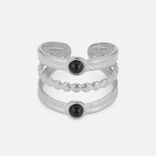 Ring gelaagd met zwarte stenen