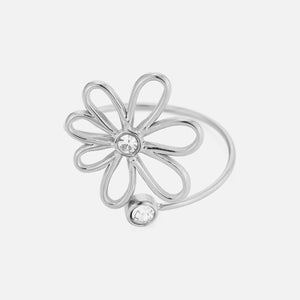 Ring open bloem steentjes