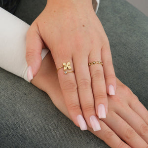 Ring parel bloem goud
