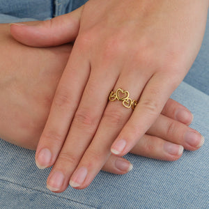 Ring stacked hearts goud