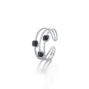 Ring three gems black