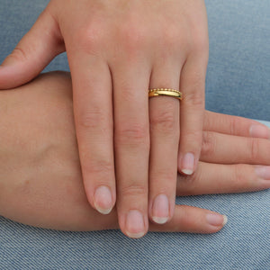 Ring tweelaags bolletjes goud