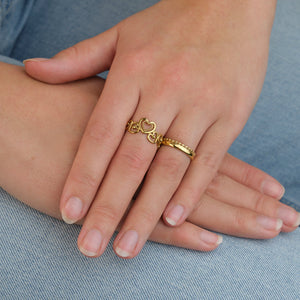 Ring tweelaags bolletjes goud