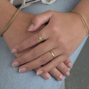 Ring tweelaags klaver goud