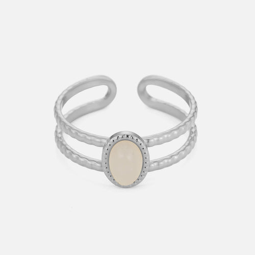 Ring tweelaags witte steen