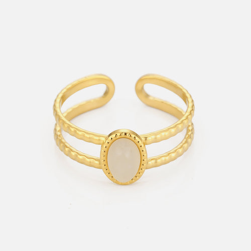 Ring tweelaags witte steen