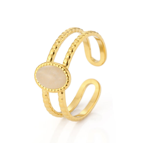 Ring tweelaags witte steen