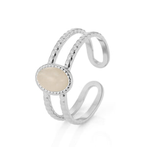 Two-layer white stone ring