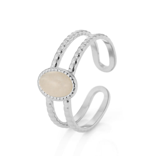 Ring tweelaags witte steen