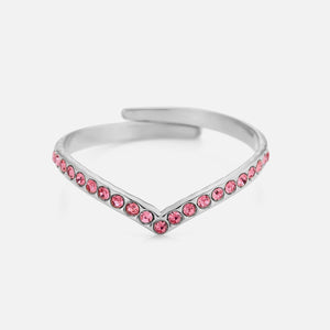 Ring V roze steentjes