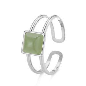 Ring vierkante groene steen