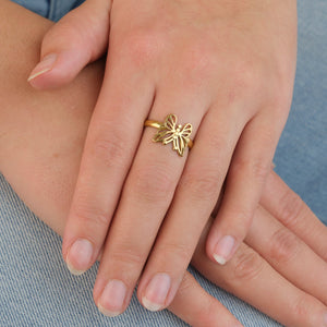 Ring vlinder icoon goud