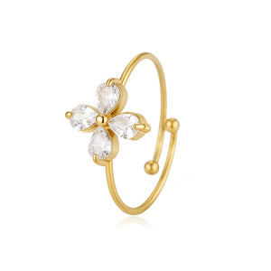 Ring zirconia bloem goud