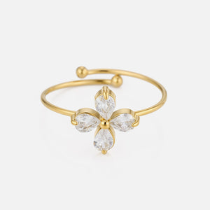 Ring zirconia bloem goud