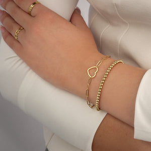 Schakelarmband grote hart goud