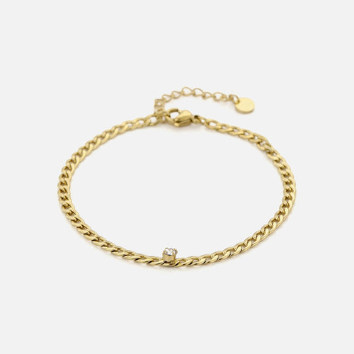 Schakelarmband steentje goud
