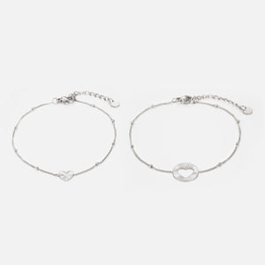 Set armband double love - Zilver