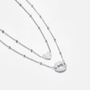 Set kettingen double love zilver