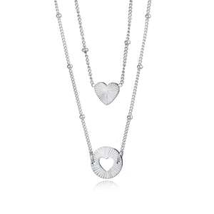 Set kettingen double love zilver