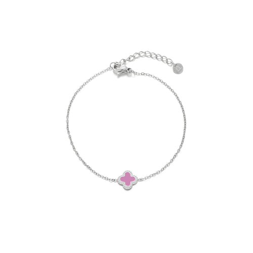 Single klaver armband roze