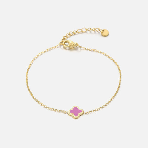 Single klaver armband roze