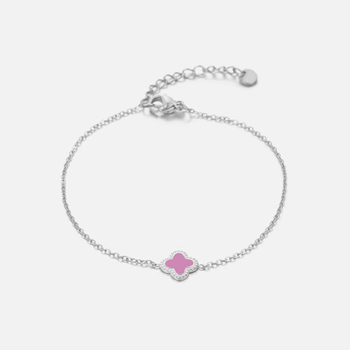 Single klaver armband roze