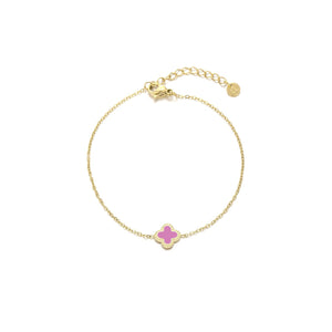 Single klaver armband roze