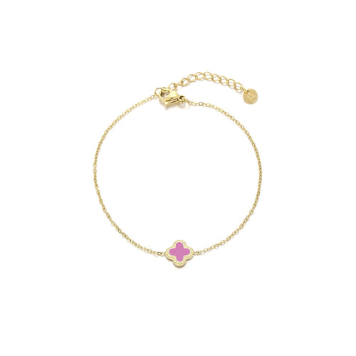 Single klaver armband roze