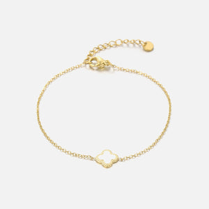 Single klaver armband wit - Goud