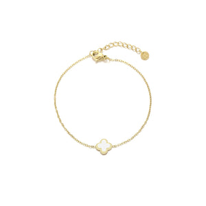 Single klaver armband wit