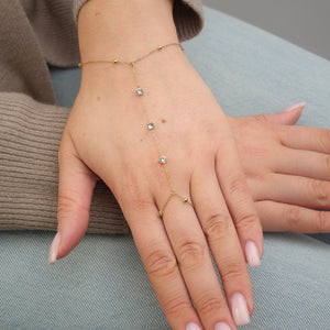 Hand Chain steentjes goud