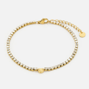 Fancy heart tennis bracelet - Goud