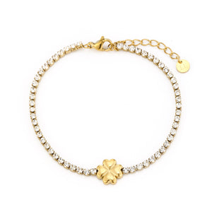 Four-leaf clover tennis bracelet
