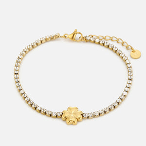 Four-leaf clover tennis bracelet - Goud