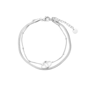 Tweelaags armband hartjes