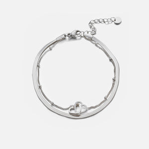 Tweelaags armband hartjes