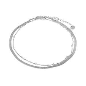 Tweelaags enkelband bolletjes zilver - Default Title