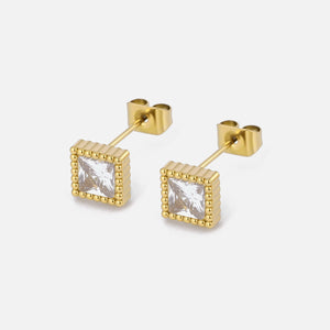 Vierkante oorstekers diamant goud