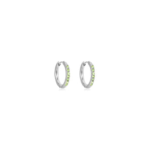 Hoops met steentjes groen/zilver