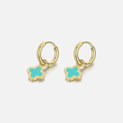 Oorbellen klaver gold/mint
