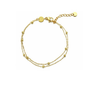 Tweelaags bolletjes armband goud