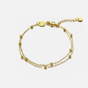 Tweelaags bolletjes armband goud