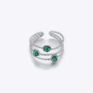 Ring three gems green zilver