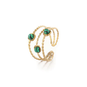 Ring three gems green goud