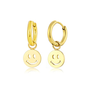 Smiley oorbellen goud