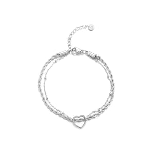 Armband gedraaid hartje zilver